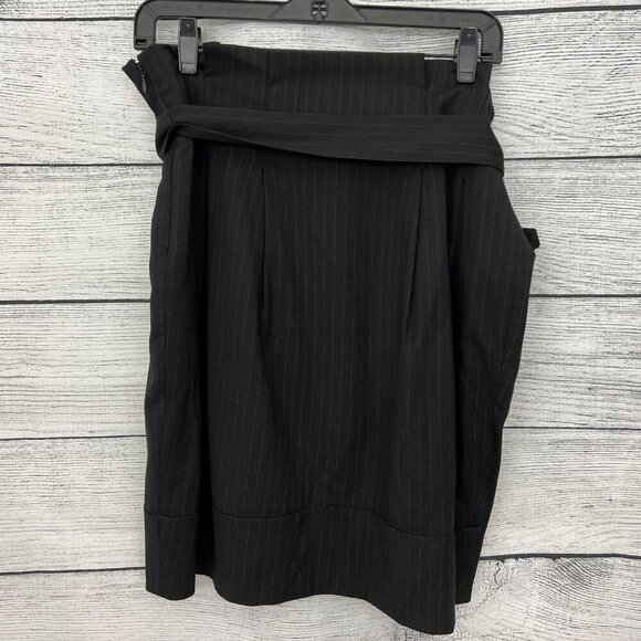 BCBG Maxazria Black Pinstripe Wrap Skirt With Bow Detail Size 10 - Picture 2 of 2